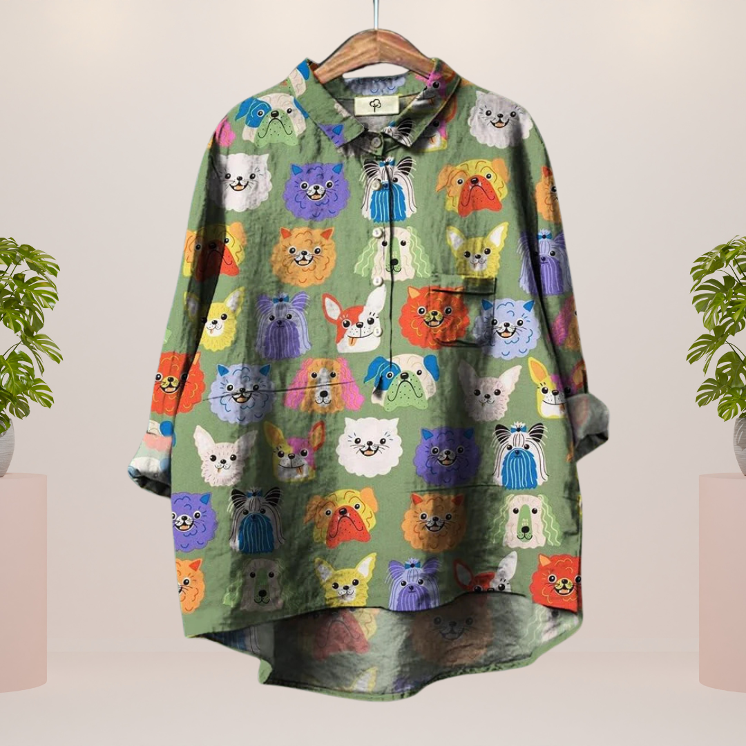 Nora | Trendy og moderne bluse med kunstprint