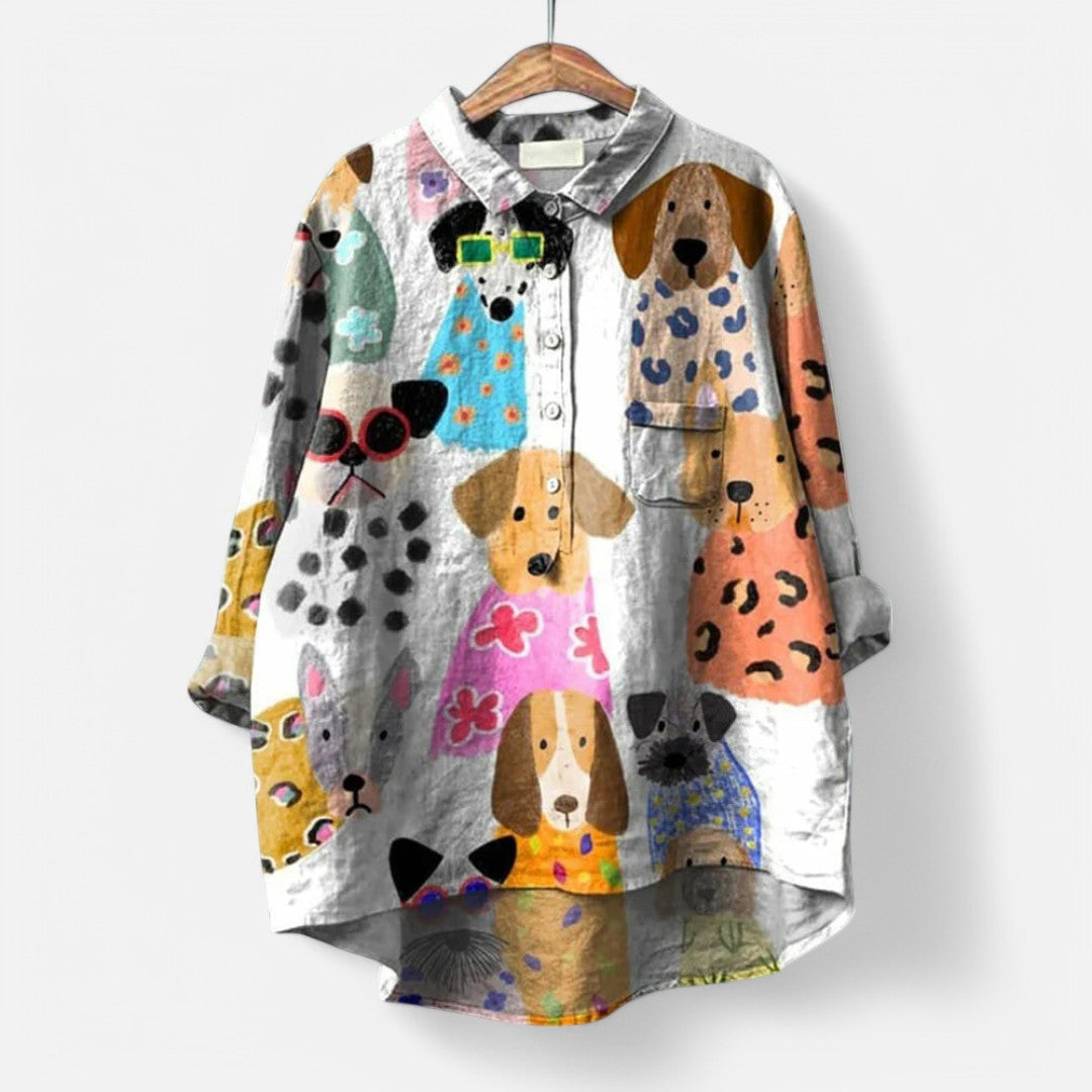 Nora  | Bluse Med Kunstneriske Print