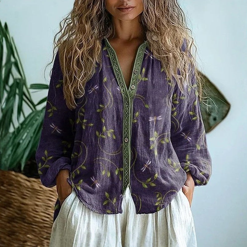 Helsa | Afslappet Bluse med Naturprint