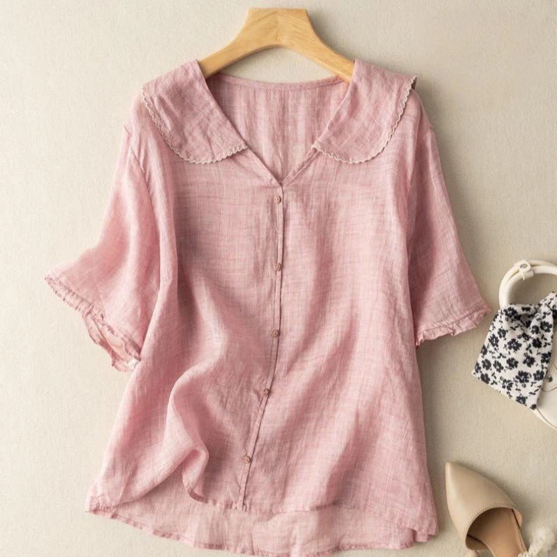 Nora | Luftig linnedbluse