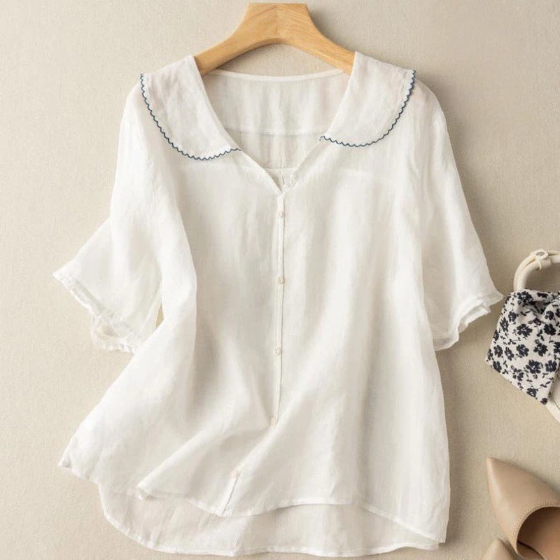 Nora | Luftig linnedbluse