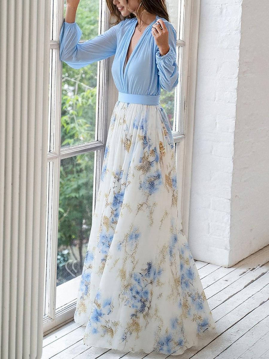 Nora | Lang kjole med blomsterprint