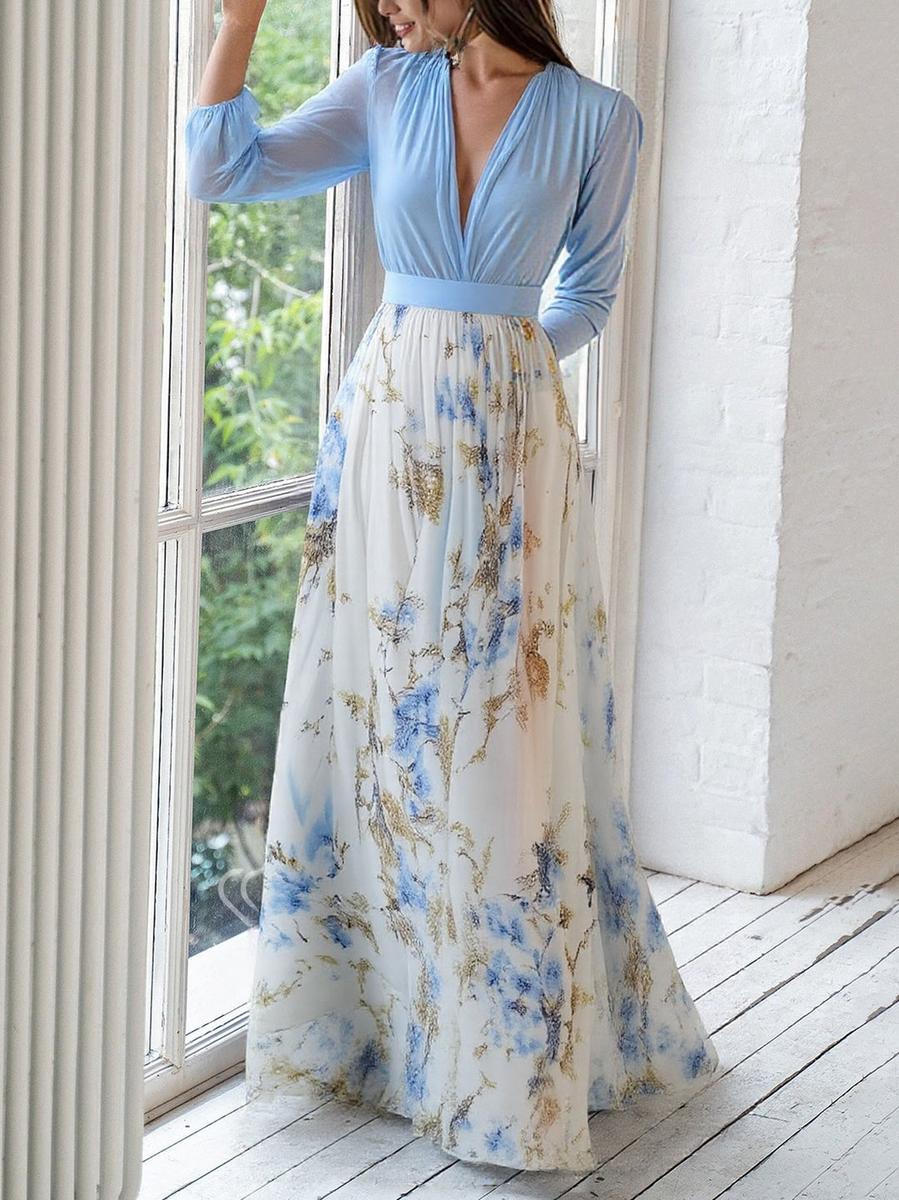 Nora | Lang kjole med blomsterprint