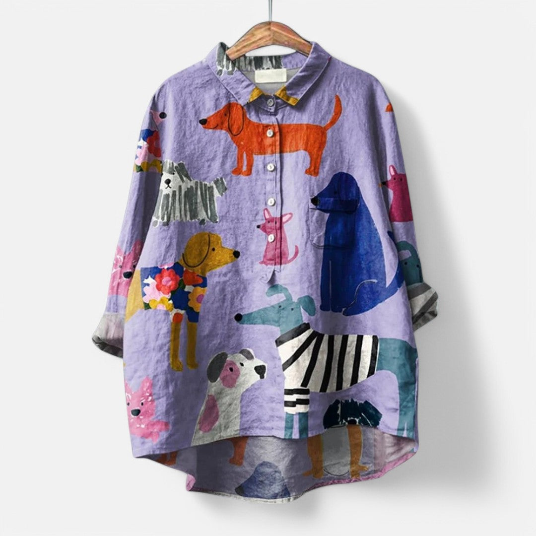 Nora  | Bluse Med Kunstneriske Print