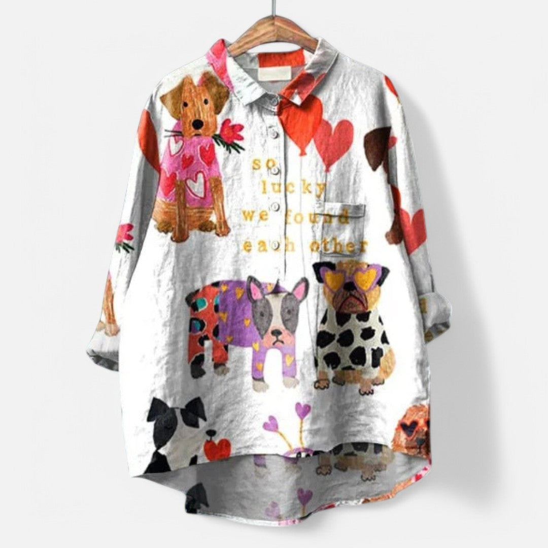 Nora  | Bluse Med Kunstneriske Print