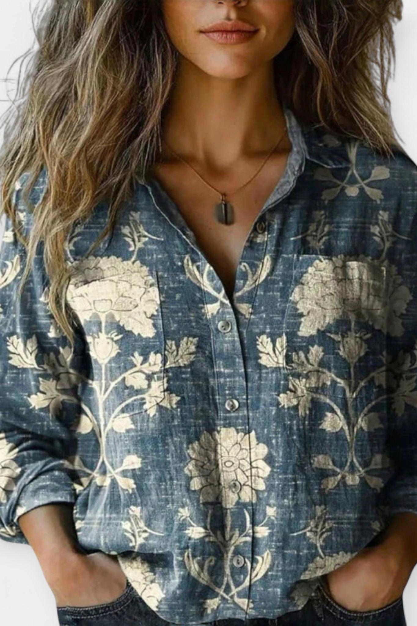 Mille | Vintage mønsterbluse