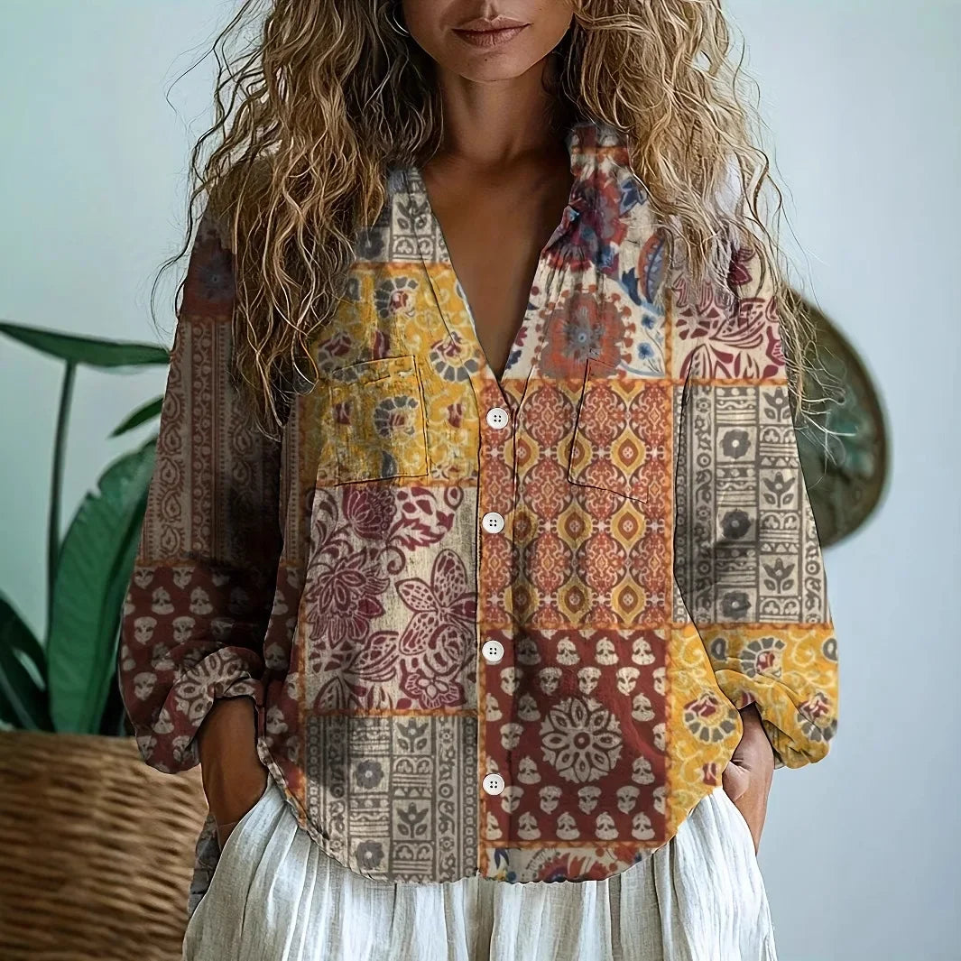 Helsa | Afslappet Bluse med Naturprint