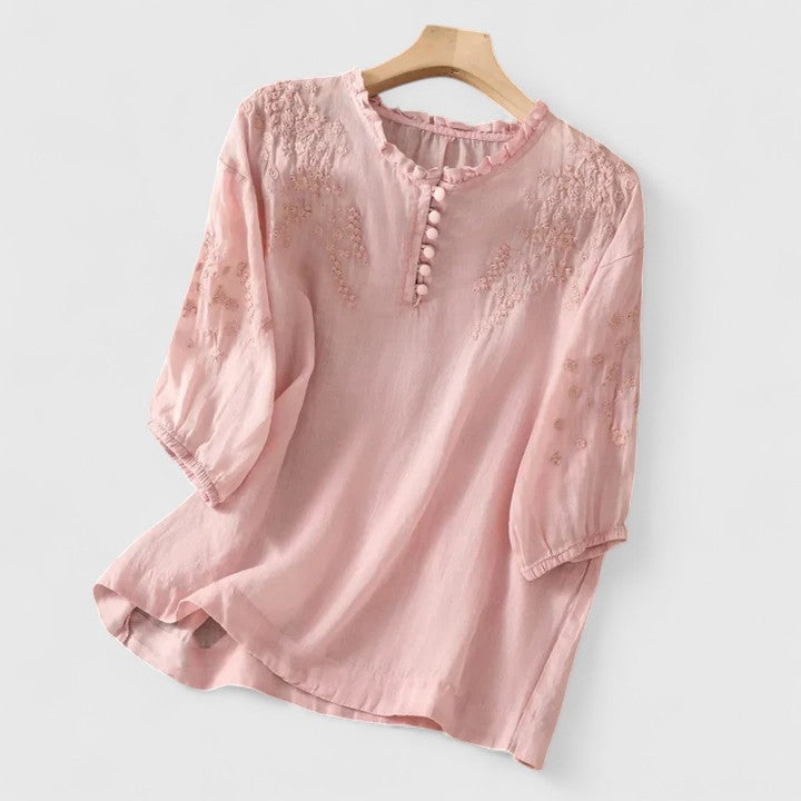 Nora | Elegant Broderet Sommerbluse