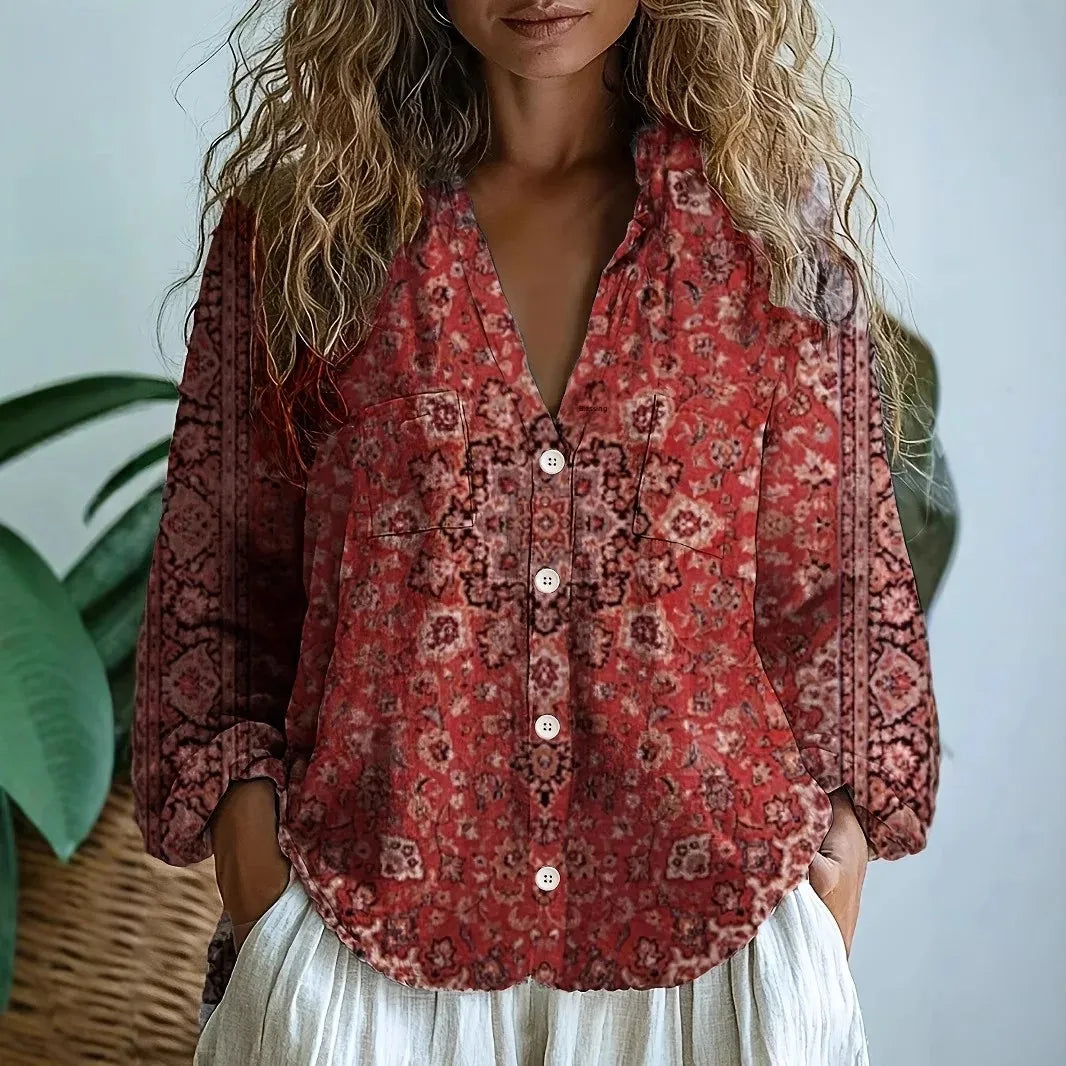 Helsa | Afslappet Bluse med Naturprint