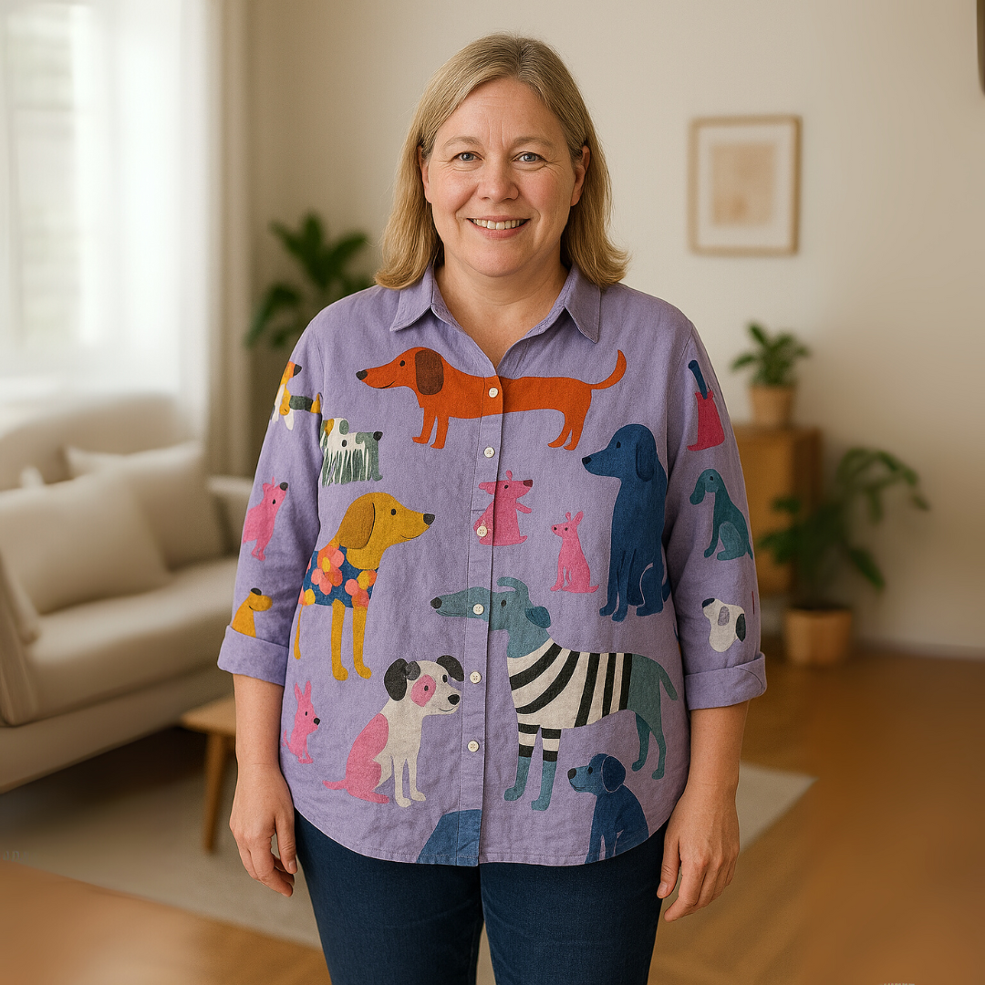 Nora  | Bluse Med Kunstneriske Print