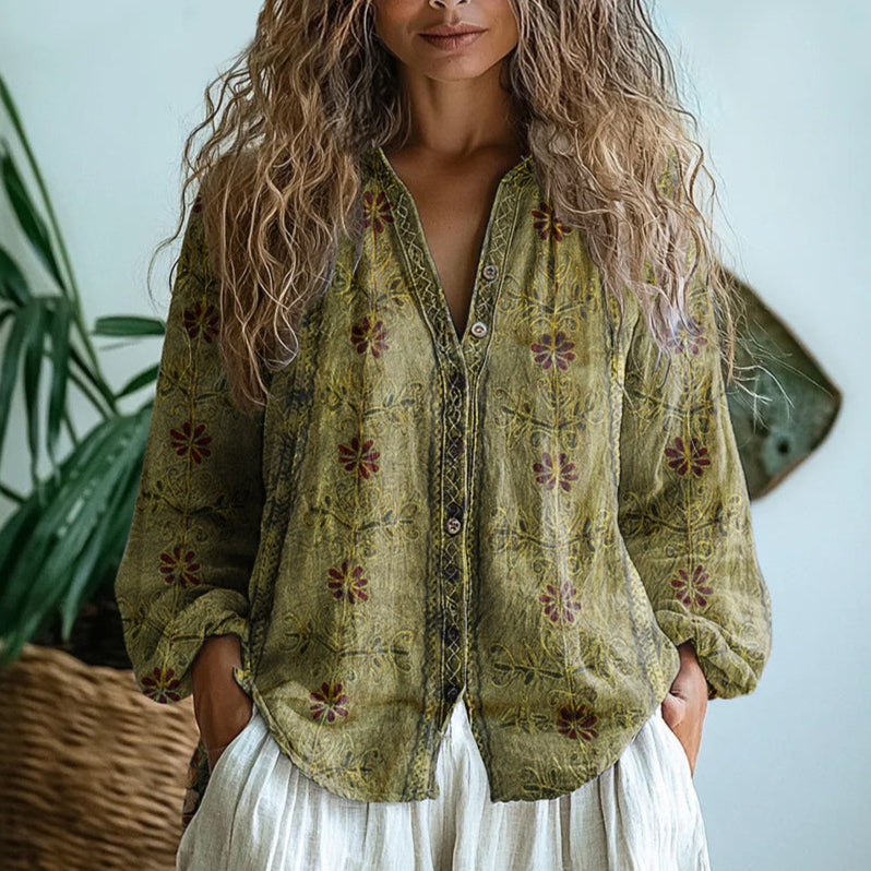 Helsa | Afslappet Bluse med Naturprint