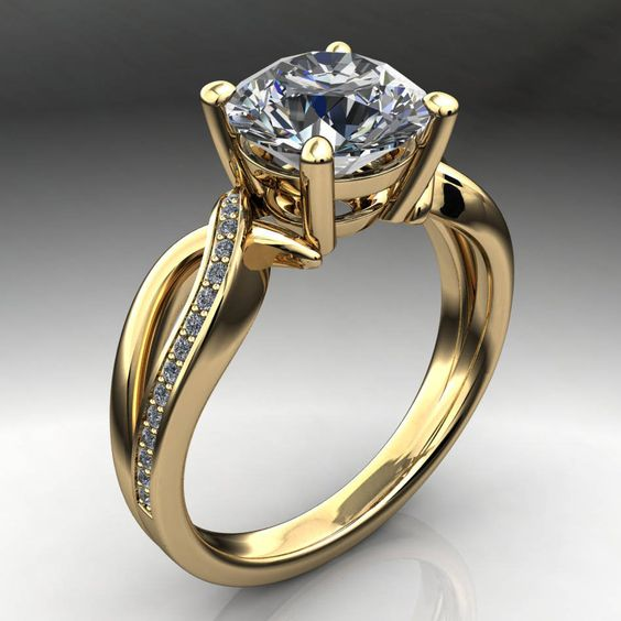 Vintage flettet ring i guld med zirkon