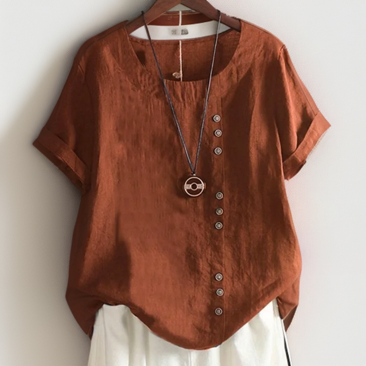 Nora | T-Shirt med Knapdetalje