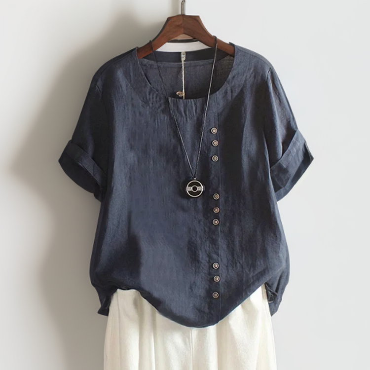 Nora | T-Shirt med Knapdetalje