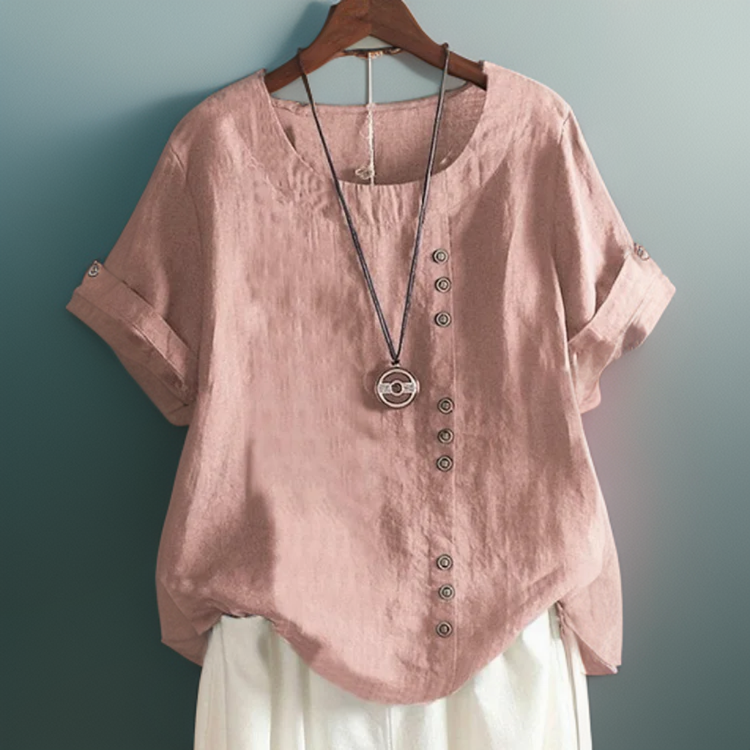Nora | T-Shirt med Knapdetalje