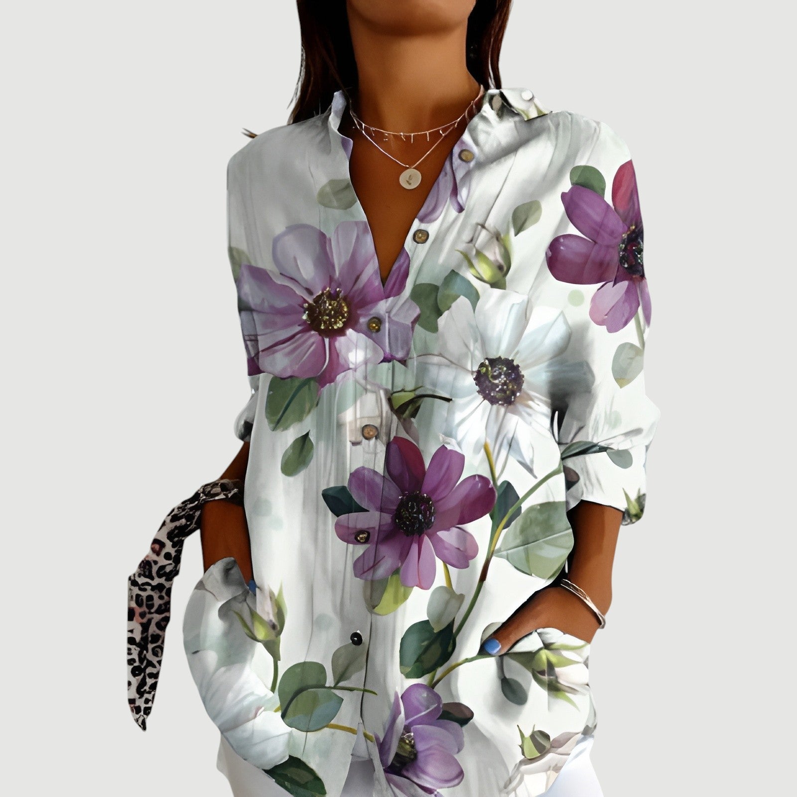 Nora | Bluse med farverigt design