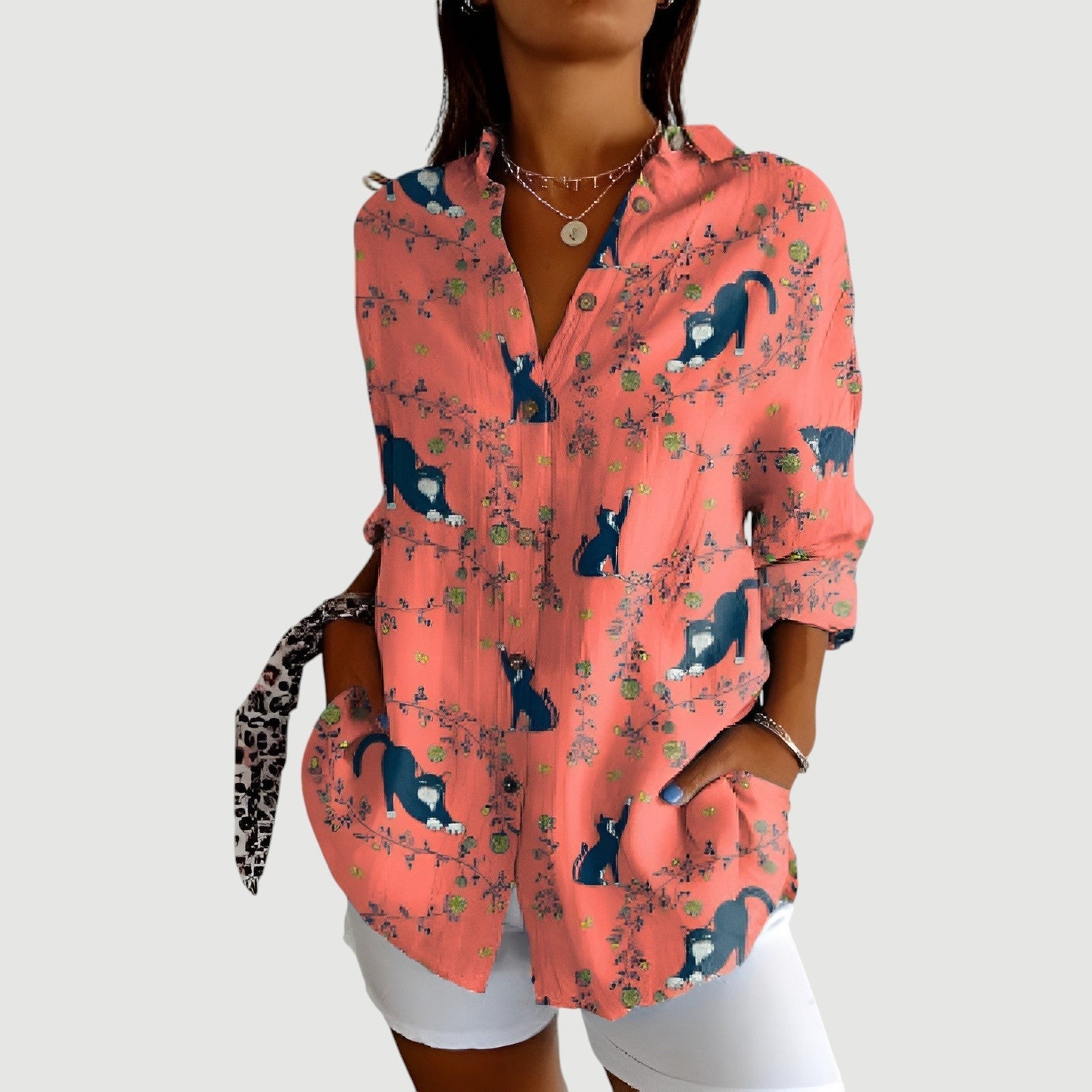 Nora | Bluse med farverigt design