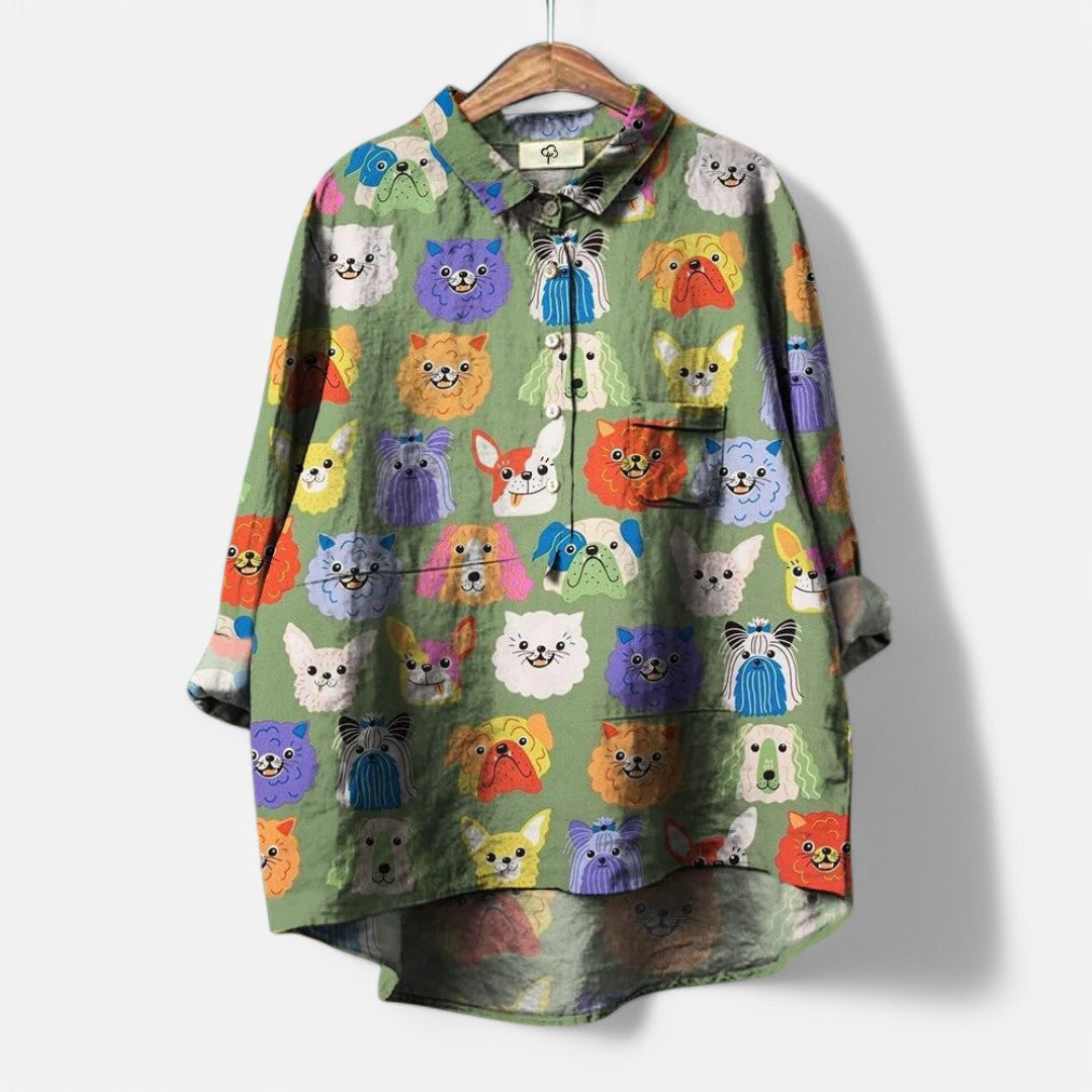 Nora  | Bluse Med Kunstneriske Print