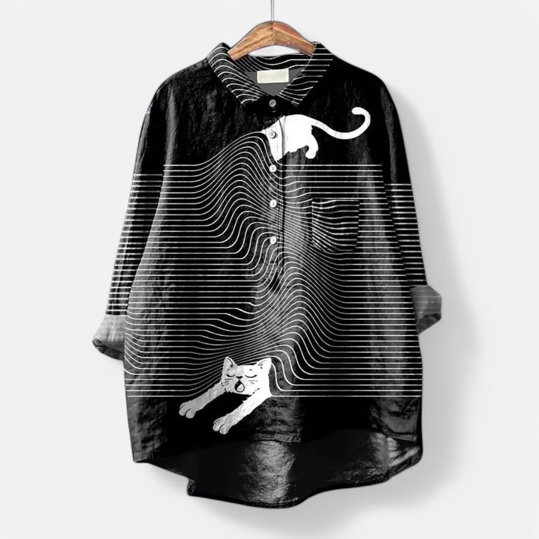 Nora  | Bluse Med Kunstneriske Print