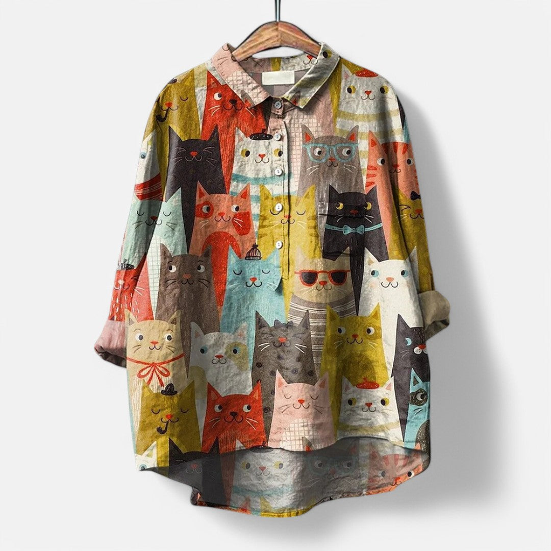 Nora  | Bluse Med Kunstneriske Print