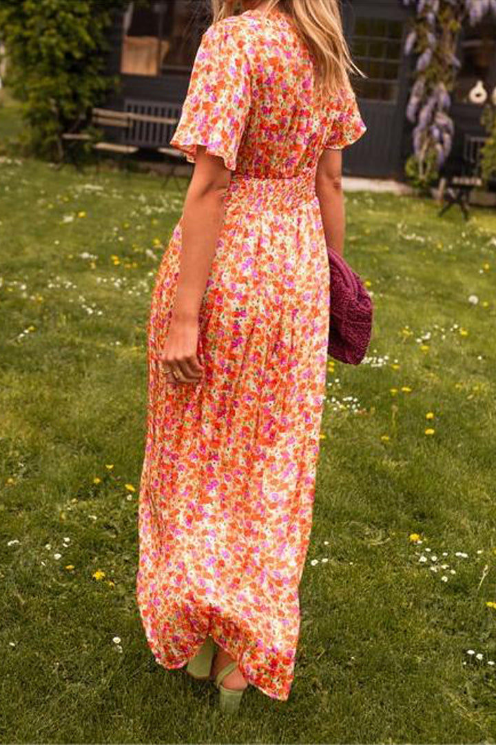 Nora | Lang kjole med blomsterdesign