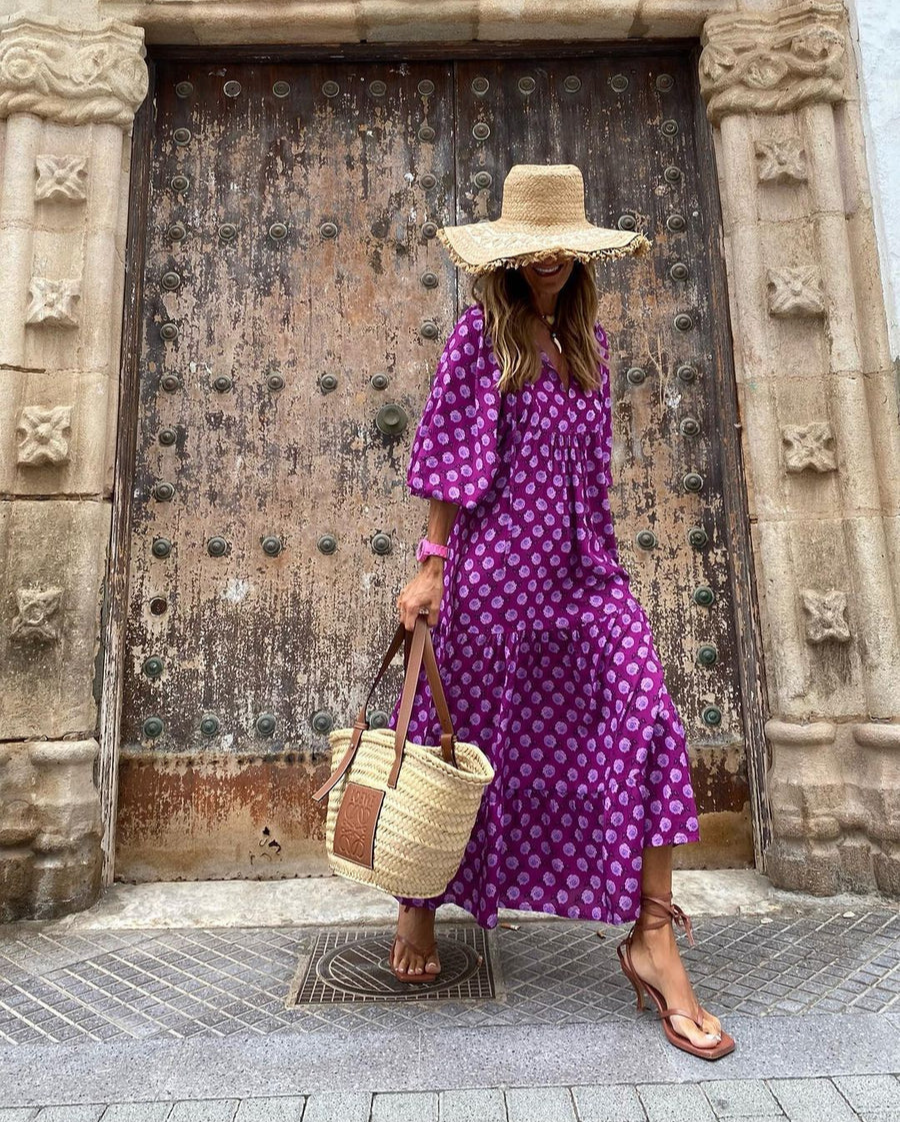 Nora | Maxi Kjole i Boho Bomuld