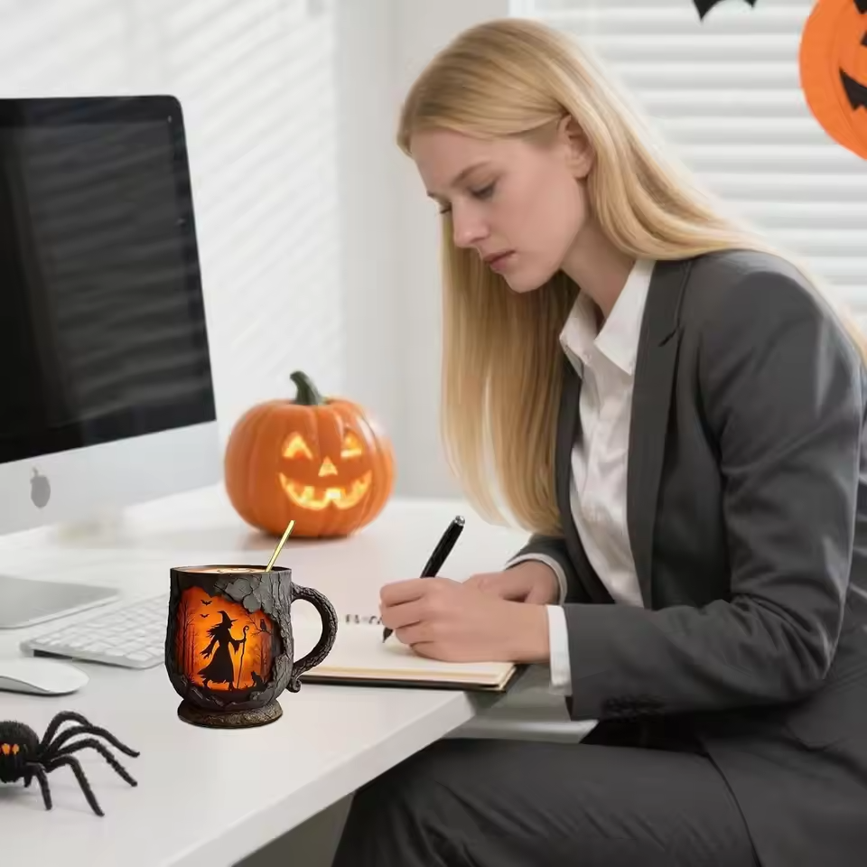 Artisan 3D Halloween-krus med Heks og Kat