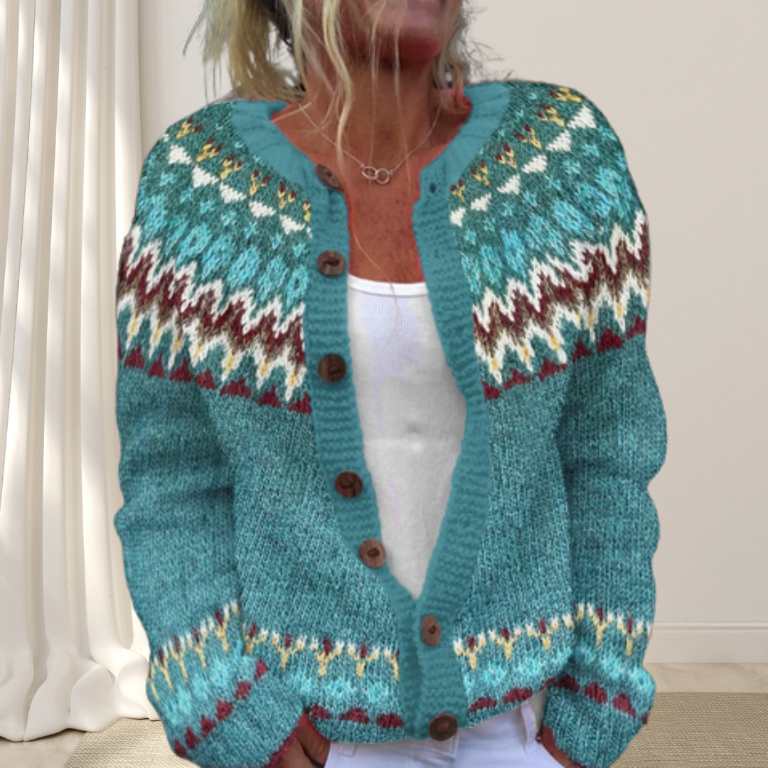 Virelle - Løsstrikket Chic Cardigan med Mønster