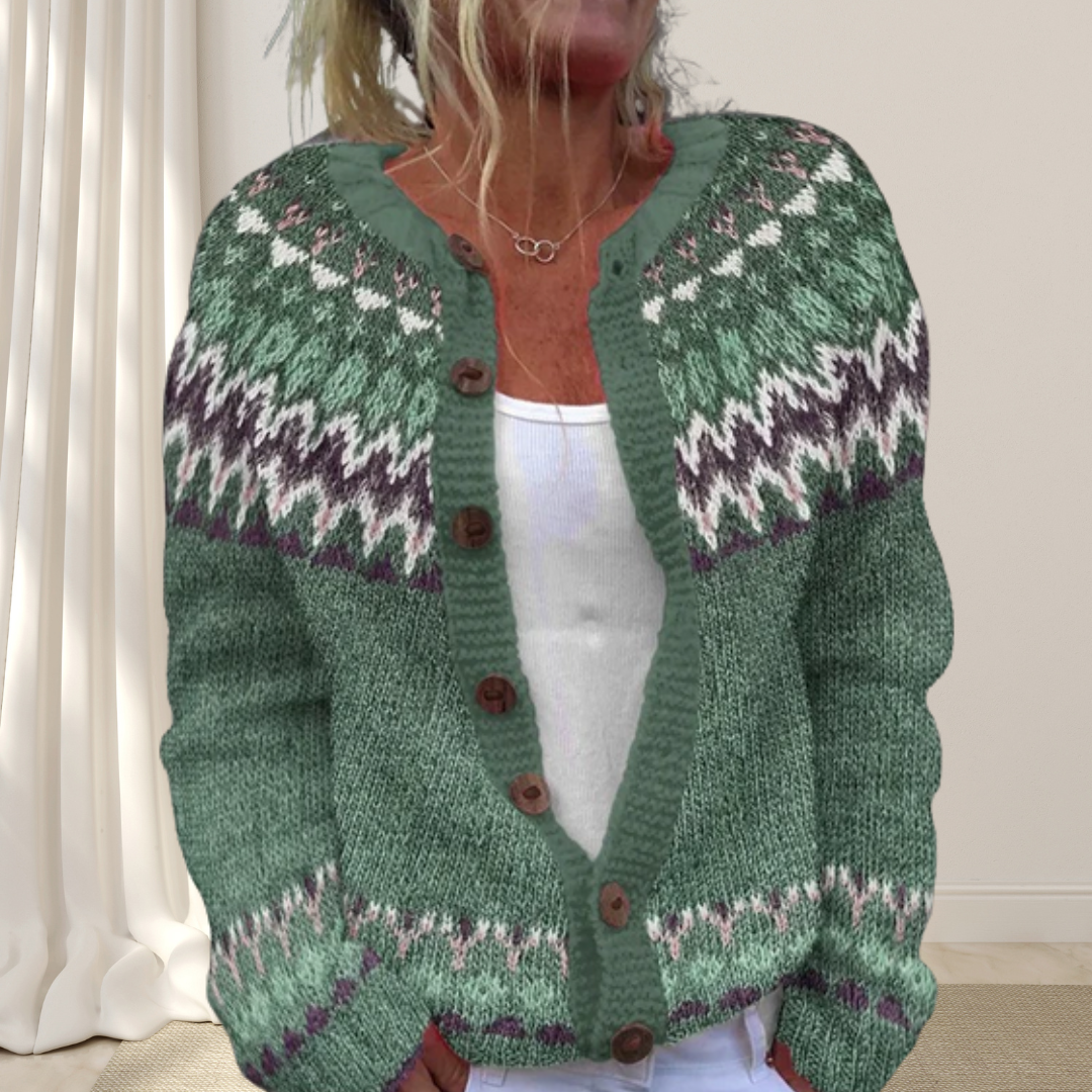 Virelle - Løsstrikket Chic Cardigan med Mønster