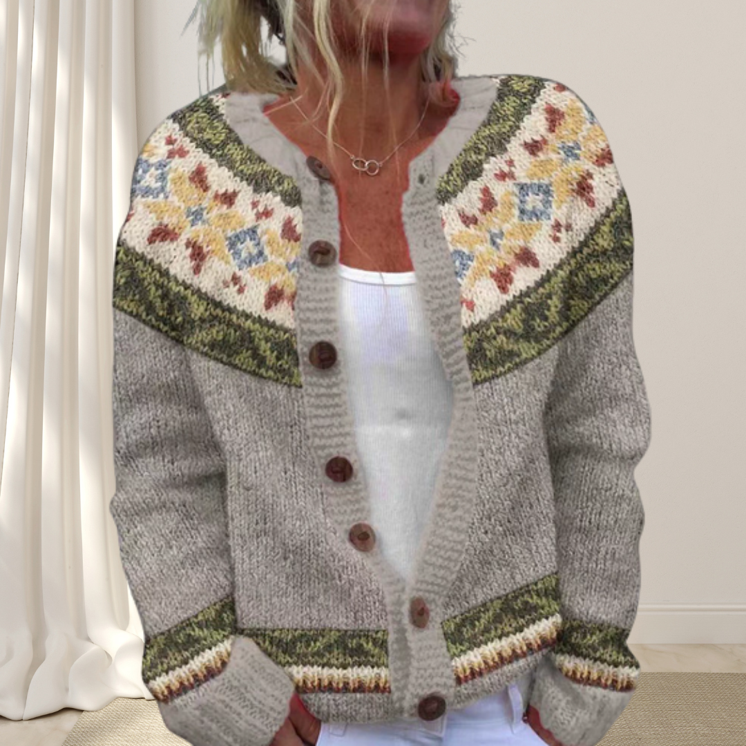 Virelle - Løsstrikket Chic Cardigan med Mønster
