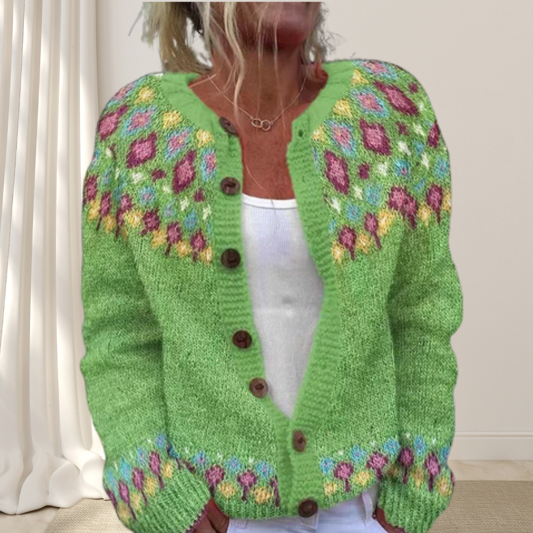 Virelle - Løsstrikket Chic Cardigan med Mønster
