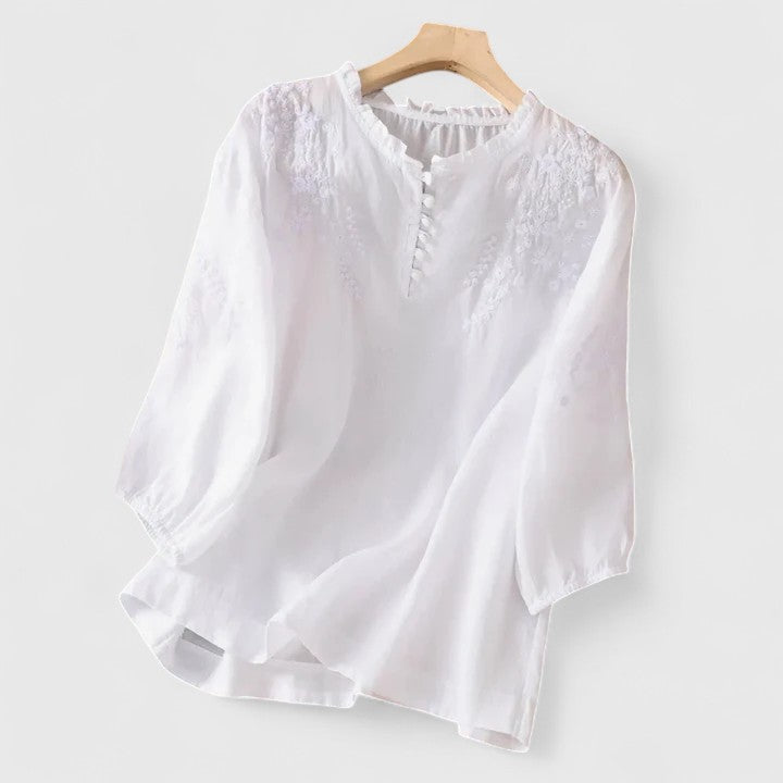 Nora | Elegant Broderet Sommerbluse
