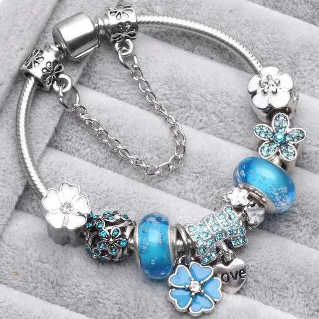 Vintage Blå Armbånd i Sølv