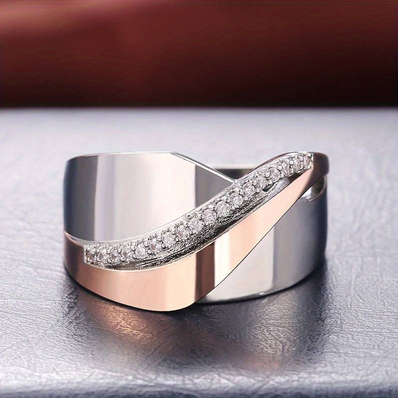 Vintage ring i rosaguld og sølv med zirkon