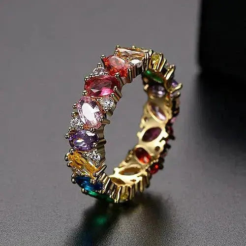 Vintage ring med multicolor zirkoner