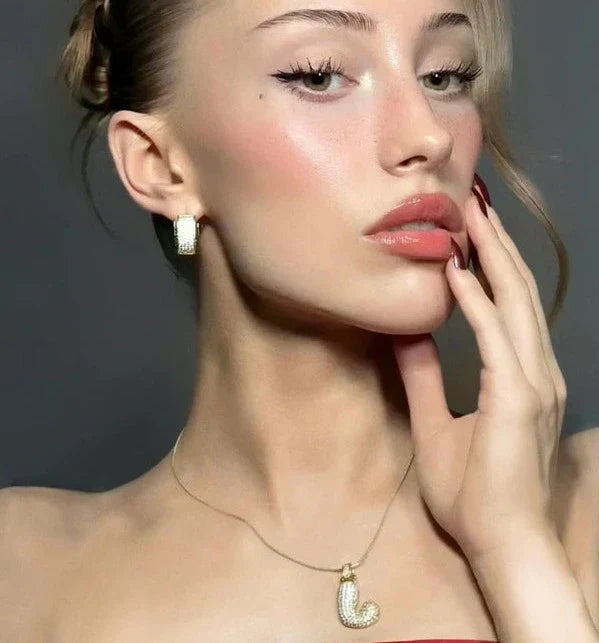 Pave Bubble Halskæde med Initial | 18k Guld