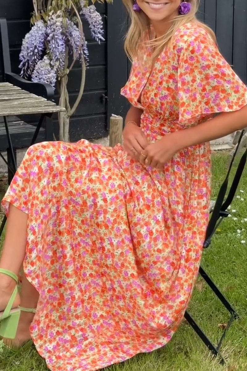 Nora | Lang kjole med blomsterdesign
